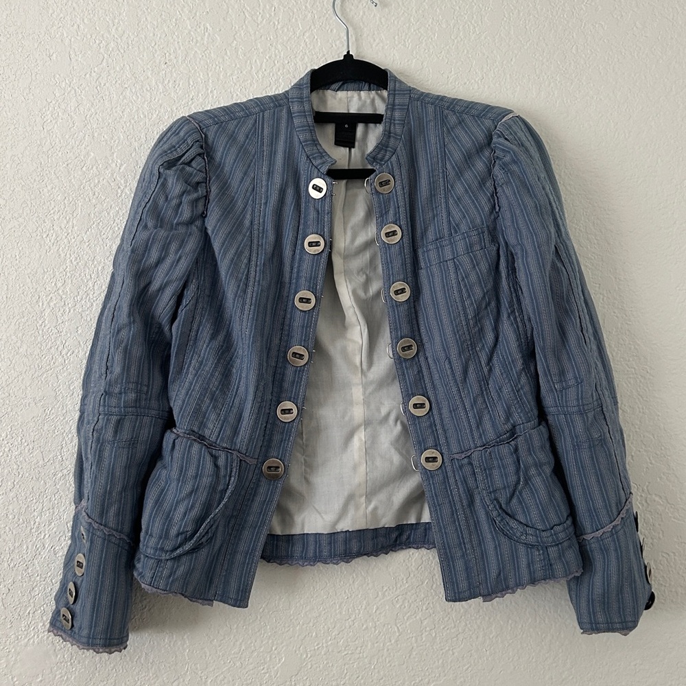 Marc Jacobs Blue Striped Button Front Blazer